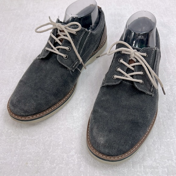 Nunn Bush Other - Nunn Bush Comfort Gel gray canvas memory foam with brown leather heels lace up 8